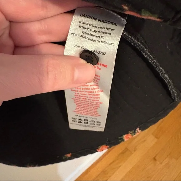 Damson Madder Elsie quilted rose print tie front jacket in black - Picture 9 of 10